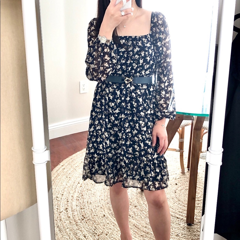 Banana Republic Factory long sleeve square neck fit and flare dress